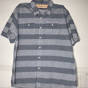 Burnside Men's Short Sleeve Blue striped Casual